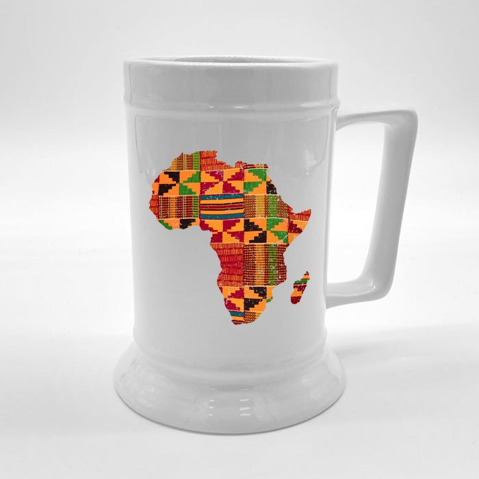 Black History Month Shirts Cool Africa Map Kente Cloth Gift African Lover Front & Back Beer Stein