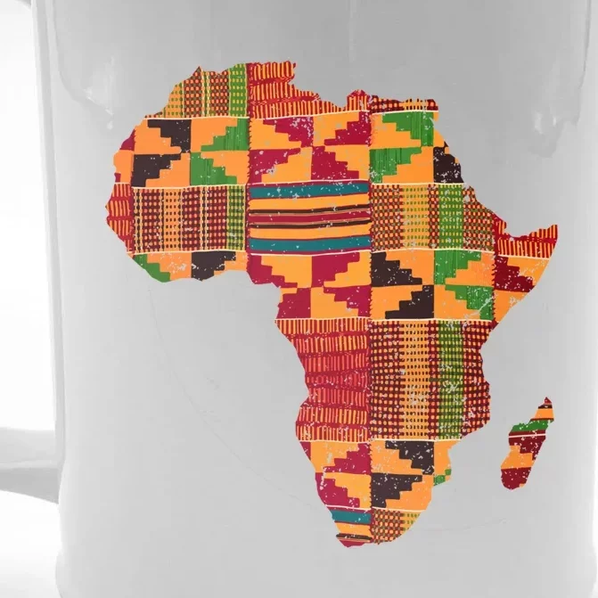 Black History Month Shirts Cool Africa Map Kente Cloth Gift African Lover Front & Back Beer Stein