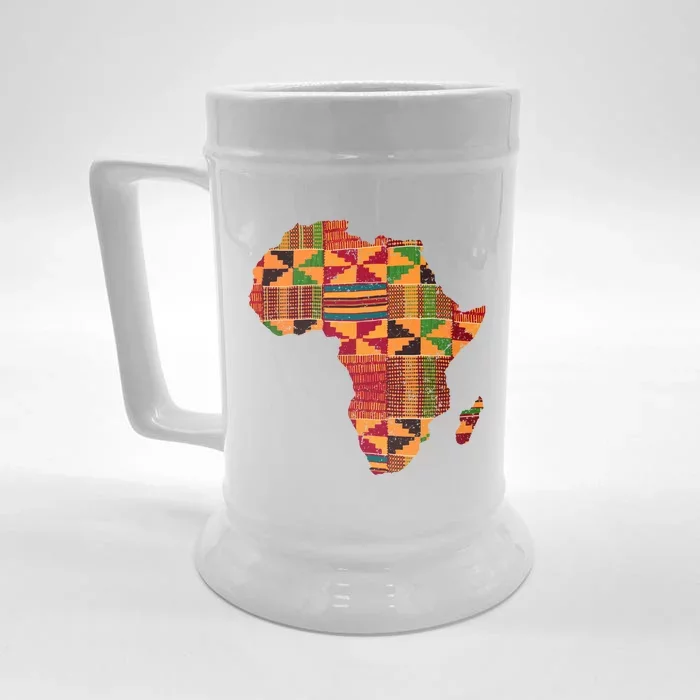 Black History Month Shirts Cool Africa Map Kente Cloth Gift African Lover Front & Back Beer Stein