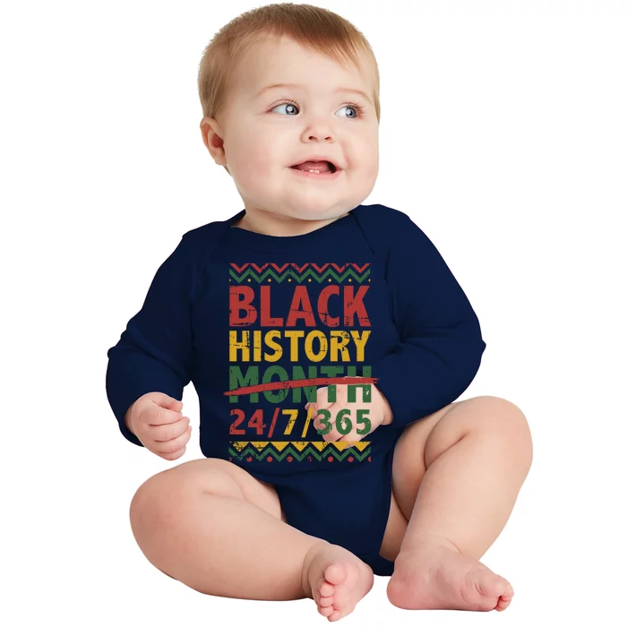 Black History Month 24/7/365 With African Flag Gift Baby Long Sleeve Bodysuit