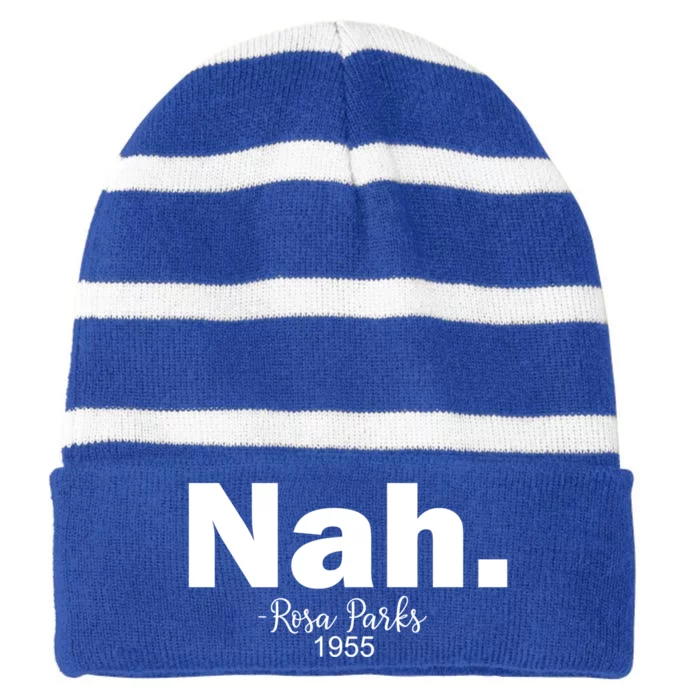 Black History Month Nah African American Heritage Gift Striped Beanie with Solid Band