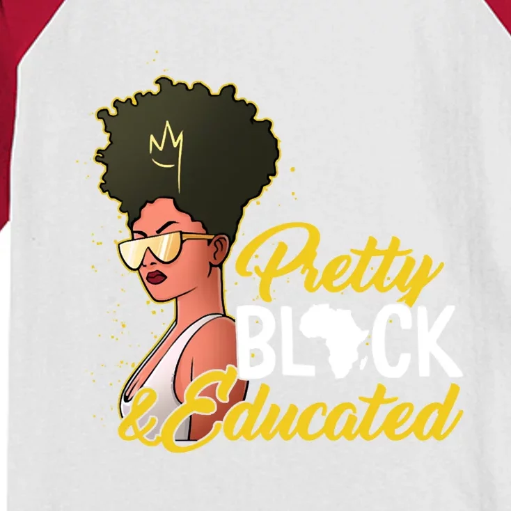 Black History Month Pretty Black And Educated Costume Great Gift Kids Colorblock Raglan Jersey