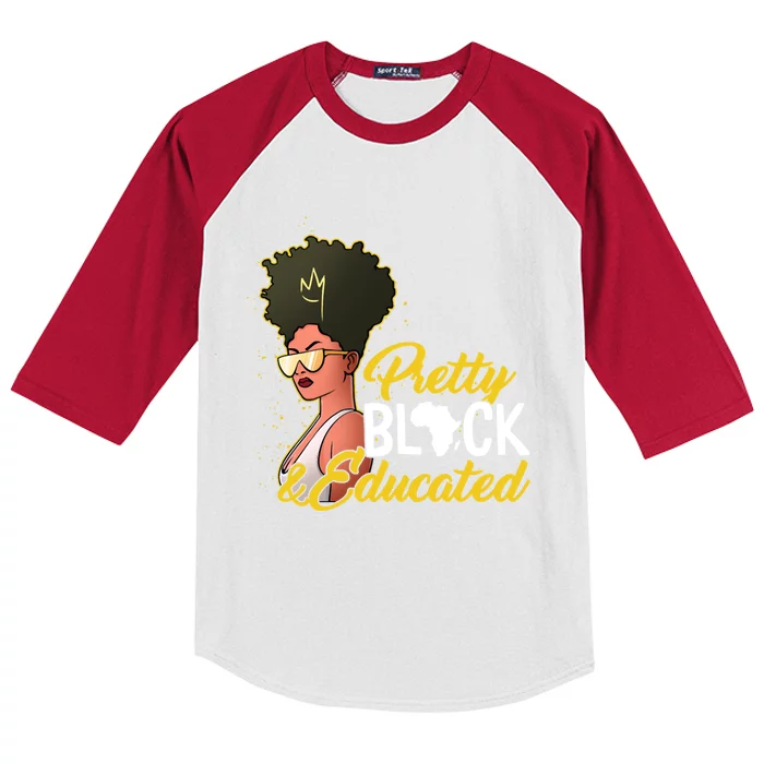 Black History Month Pretty Black And Educated Costume Great Gift Kids Colorblock Raglan Jersey