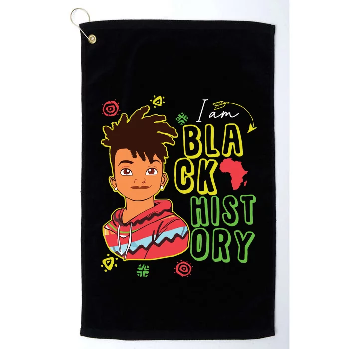 Black History Month Boy I Am African American Platinum Collection Golf Towel