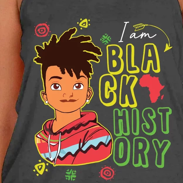 Black History Month Boy I Am African American Women's Knotted Racerback Tank