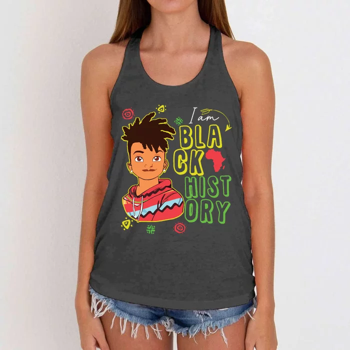 Black History Month Boy I Am African American Women's Knotted Racerback Tank