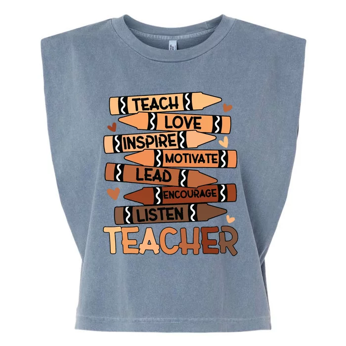 Black History Month Melanin Prek Preschool Teachers Garment-Dyed Women's Muscle Tee