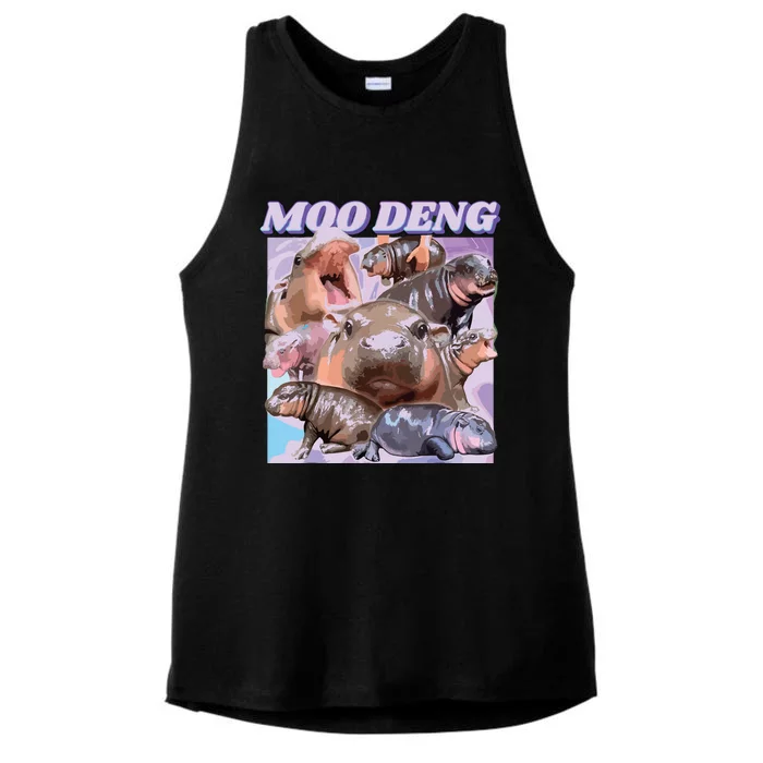 Baby Hippo Moo Deng Ladies Tri-Blend Wicking Tank