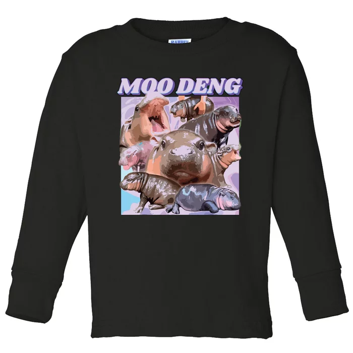 Baby Hippo Moo Deng Toddler Long Sleeve Shirt