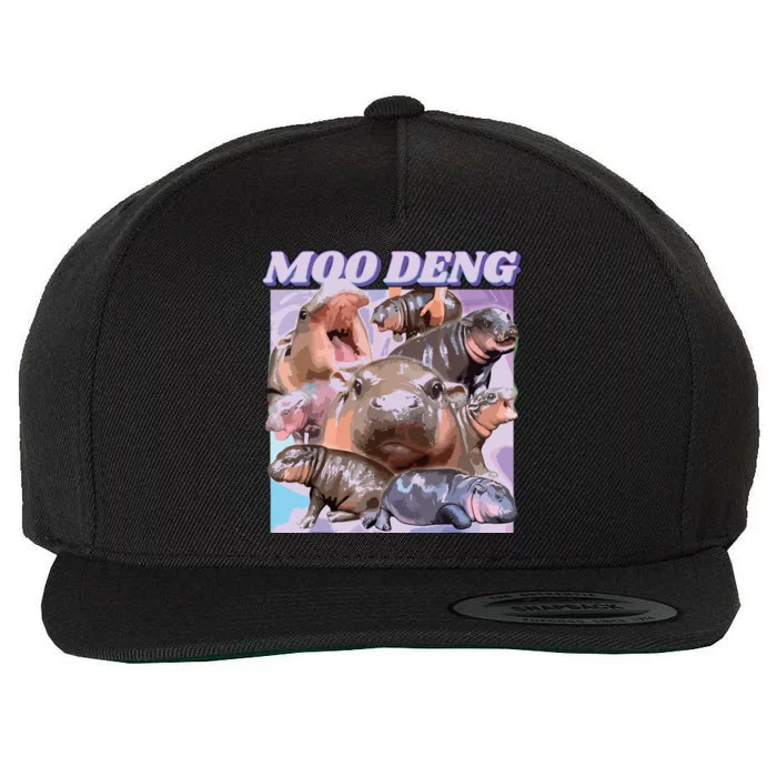 Baby Hippo Moo Deng Wool Snapback Cap