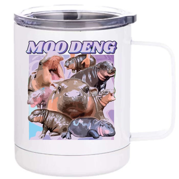 Baby Hippo Moo Deng Front & Back 12oz Stainless Steel Tumbler Cup