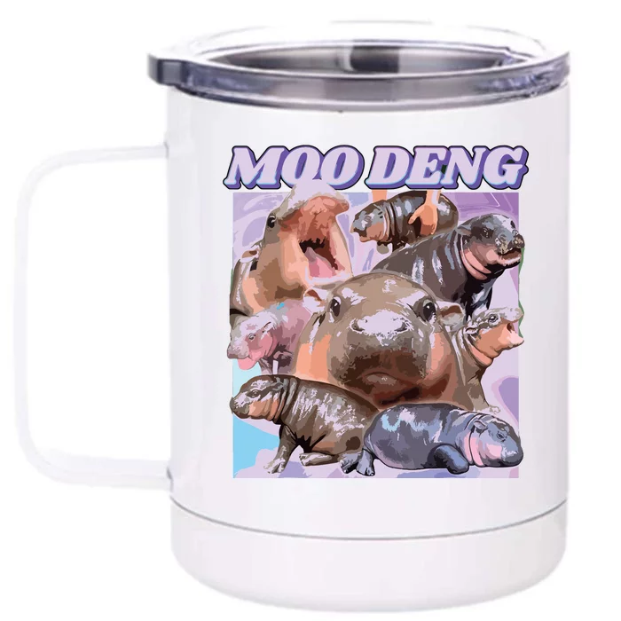 Baby Hippo Moo Deng Front & Back 12oz Stainless Steel Tumbler Cup