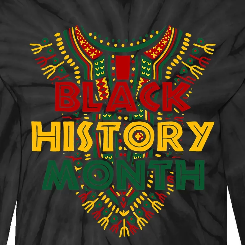 Black History Month African American Flag Juneteenth Dashiki Tie-Dye Long Sleeve Shirt