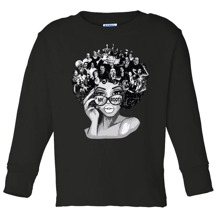 Black History Month Shirts I Love My Roots Back Powerful Blm Toddler Long Sleeve Shirt