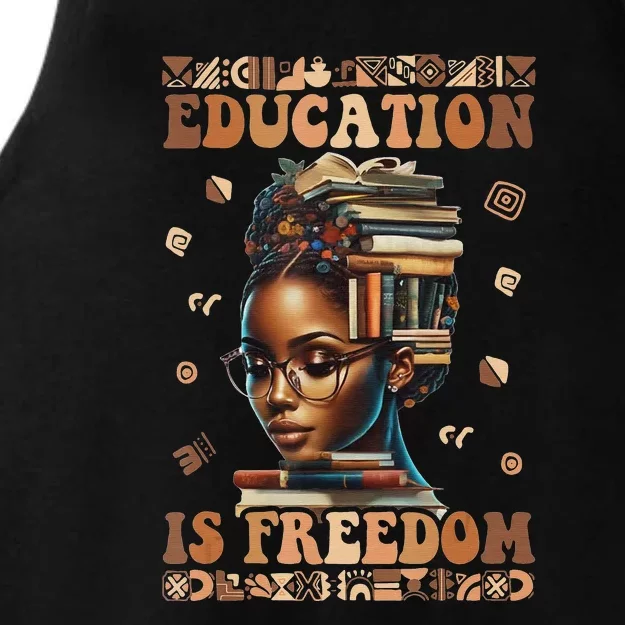 Black History Month Education Is Freedom Teacher Ladies Tri-Blend Wicking Tank