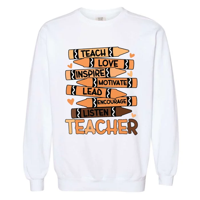 Black History Month Shirts Melanin Prek Preschool Teachers Garment-Dyed Sweatshirt