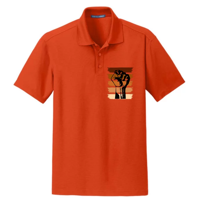 Black History Month Fist Dry Zone Grid Performance Polo