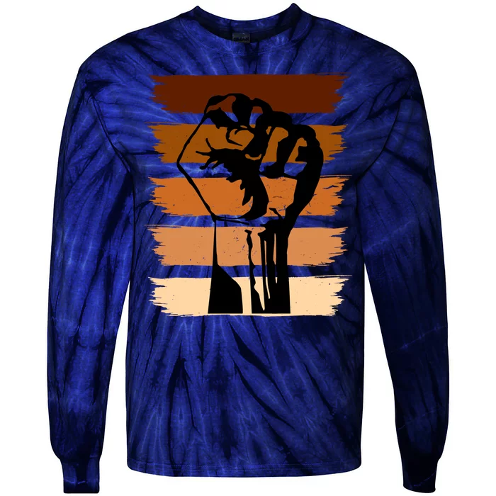 Black History Month Fist Tie-Dye Long Sleeve Shirt