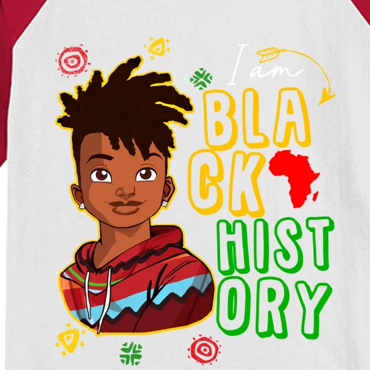 Black History Month Gift I Am African American Cool Gift Kids Colorblock Raglan Jersey