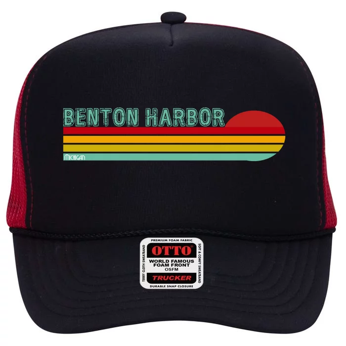 Benton Harbor Michigan High Crown Mesh Trucker Hat