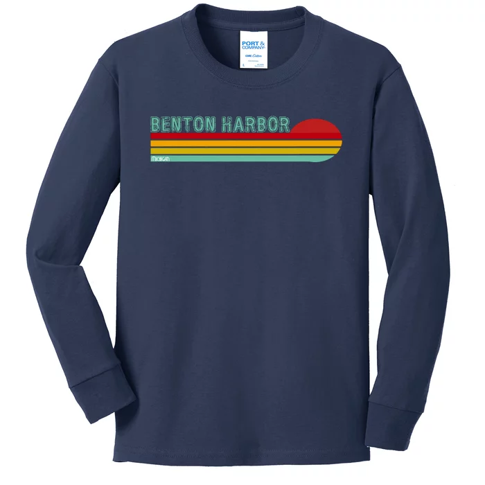 Benton Harbor Michigan Kids Long Sleeve Shirt