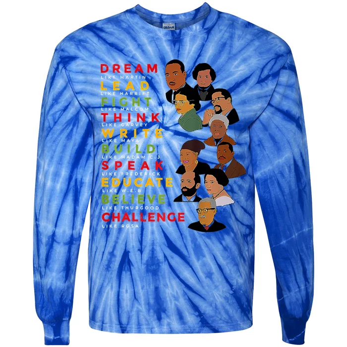 Black History Month Tee Dream Like Martin Lead Like Harriet Gift Tie-Dye Long Sleeve Shirt