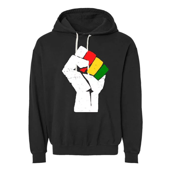 Black History Month Fist African Pride Garment-Dyed Fleece Hoodie