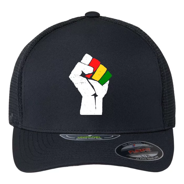 Black History Month Fist African Pride Flexfit Unipanel Trucker Cap