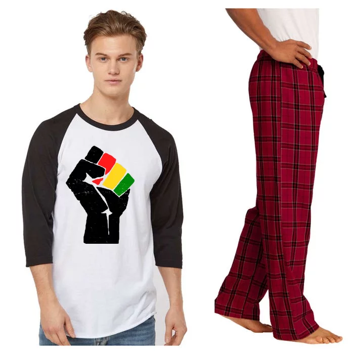 Black History Month Fist African Pride Raglan Sleeve Pajama Set