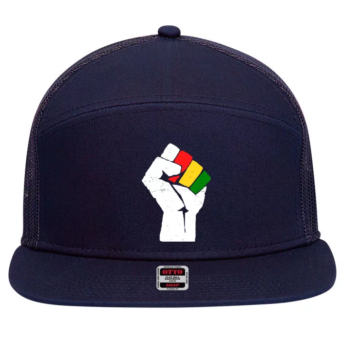 Black History Month Fist African Pride 7 Panel Mesh Trucker Snapback Hat