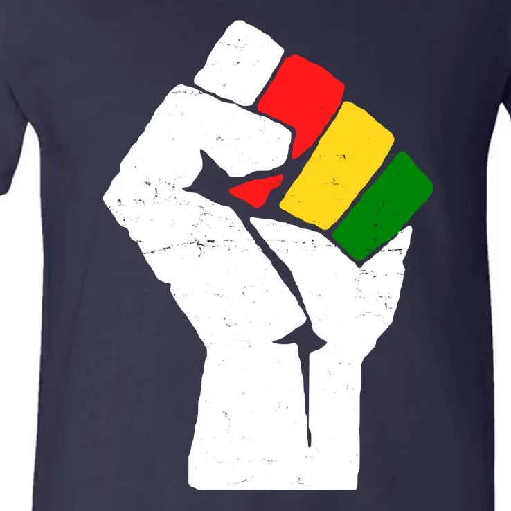 Black History Month Fist African Pride V-Neck T-Shirt