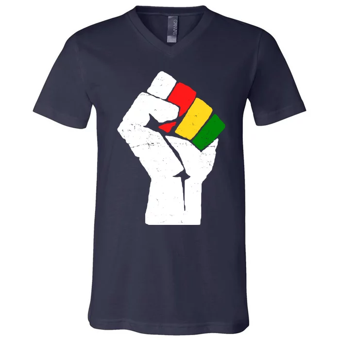 Black History Month Fist African Pride V-Neck T-Shirt