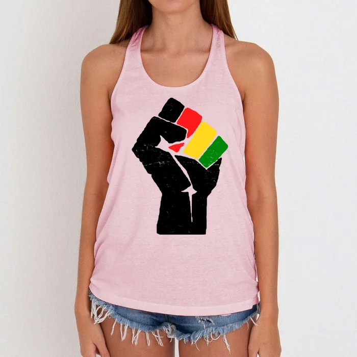 Black History Month Fist African Pride Women's Knotted Racerback Tank