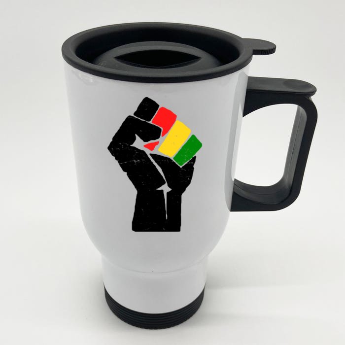 Black History Month Fist African Pride Front & Back Stainless Steel Travel Mug