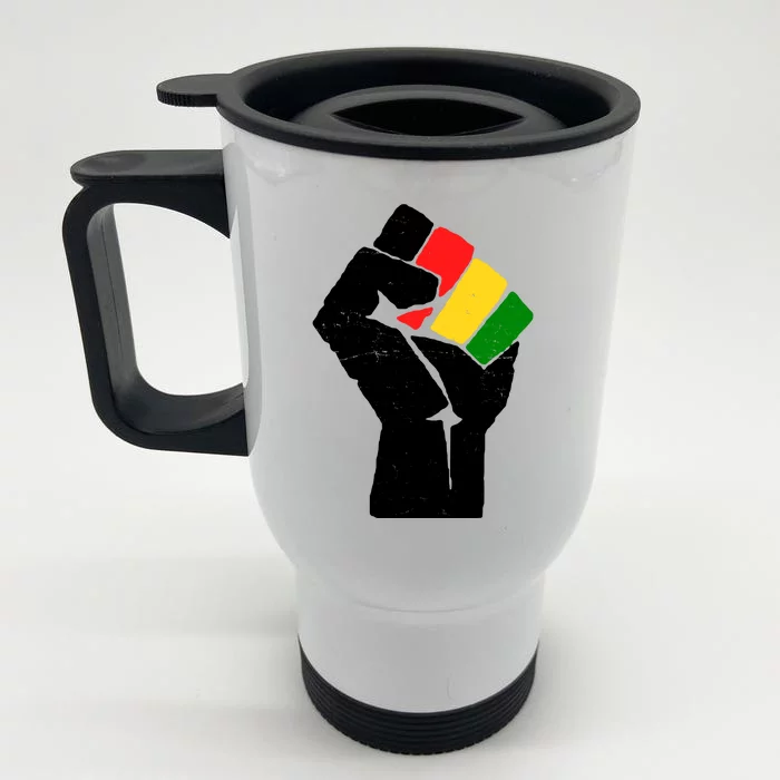 Black History Month Fist African Pride Front & Back Stainless Steel Travel Mug