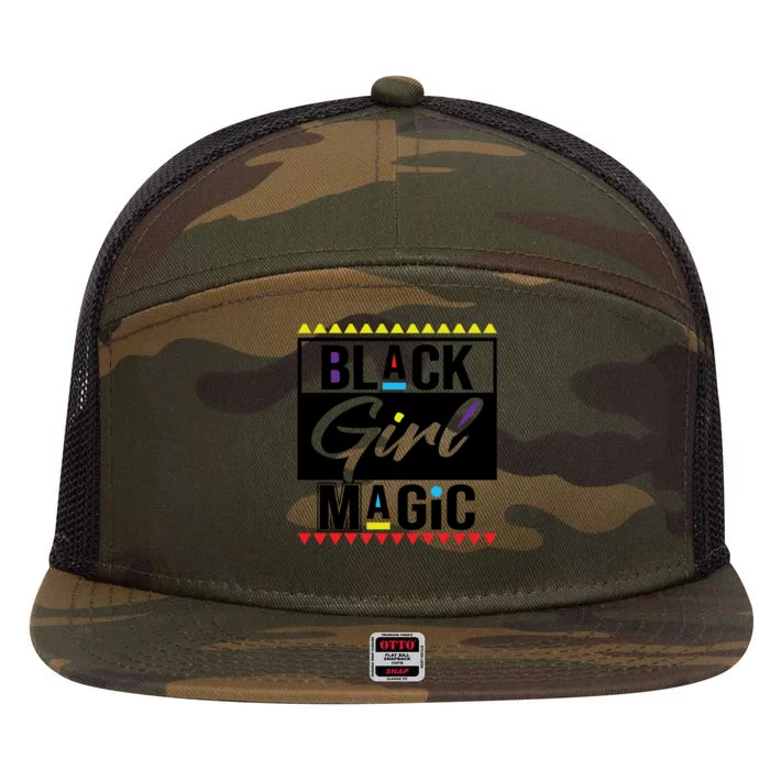 Black History Magic Afro For Junenth Hbcu Meaningful Gift 7 Panel Mesh Trucker Snapback Hat