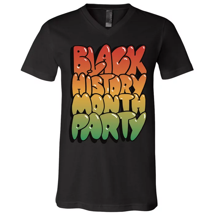 Black History Month Party V-Neck T-Shirt