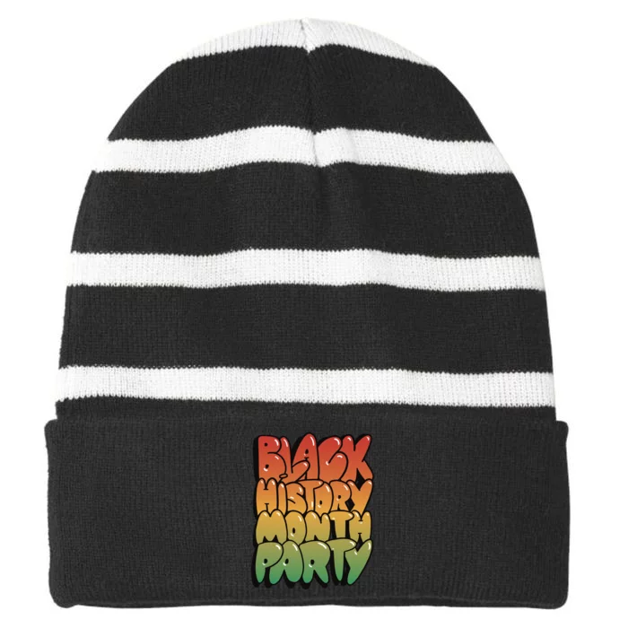 Black History Month Party Striped Beanie with Solid Band