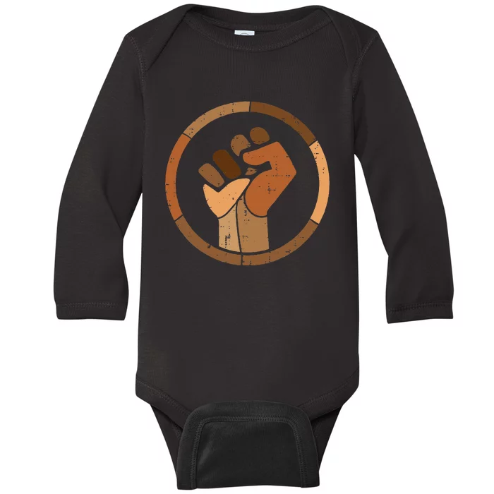 Black History Melanin Fist African Pride Baby Long Sleeve Bodysuit