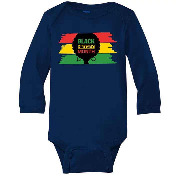 Black History Month Female Afro Baby Long Sleeve Bodysuit