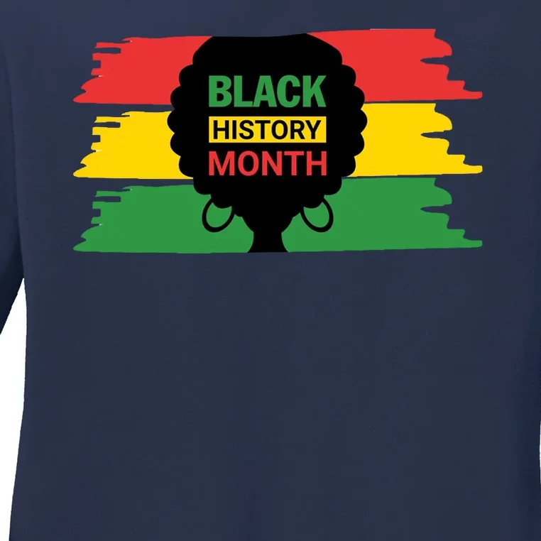 Black History Month Female Afro Ladies Long Sleeve Shirt