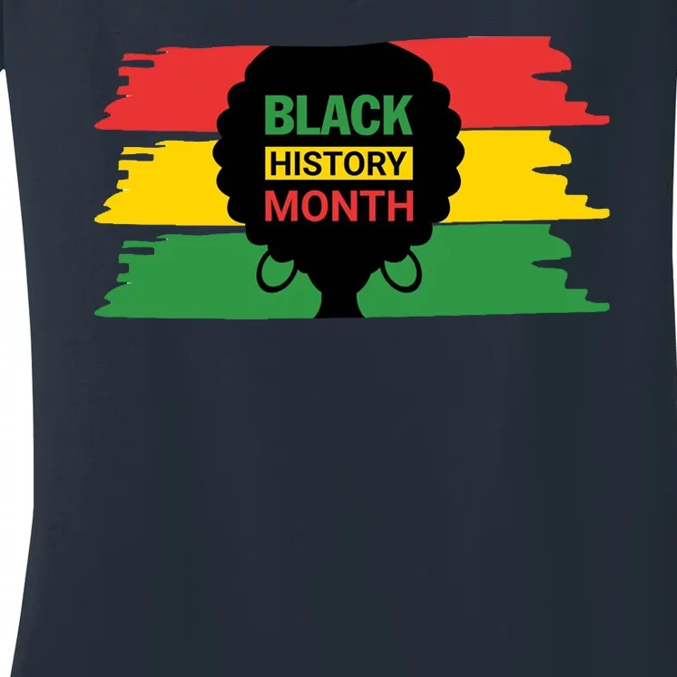 Black History Month Female Afro Women's V-Neck T-Shirt