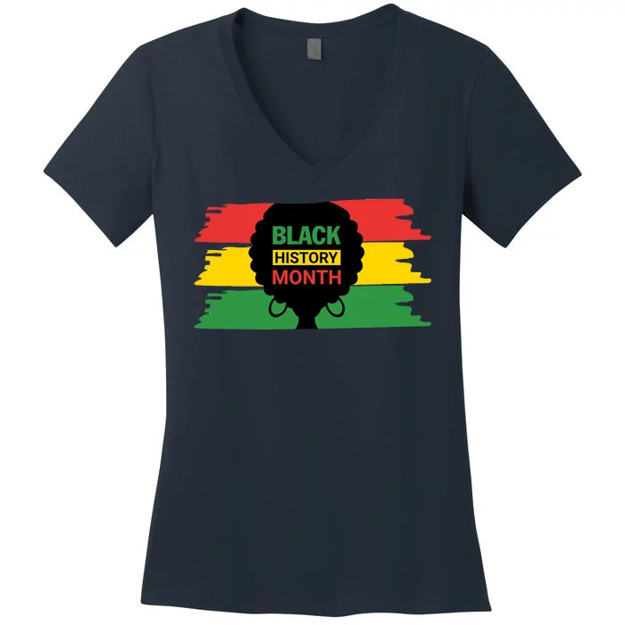 Black History Month Female Afro Women's V-Neck T-Shirt