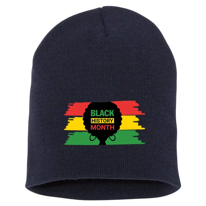 Black History Month Female Afro Short Acrylic Beanie