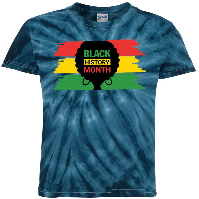 Black History Month Female Afro Kids Tie-Dye T-Shirt