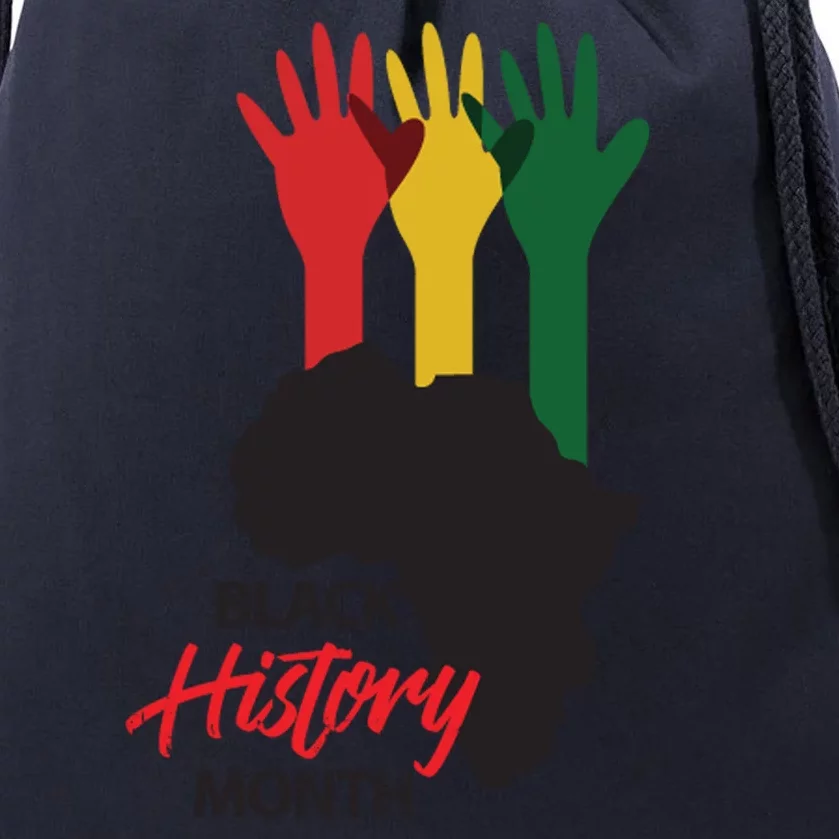 Black History Month Hands Map Drawstring Bag