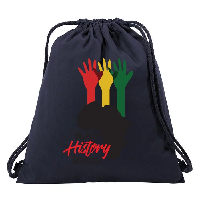 Black History Month Hands Map Drawstring Bag