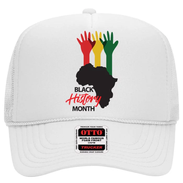 Black History Month Hands Map High Crown Mesh Trucker Hat