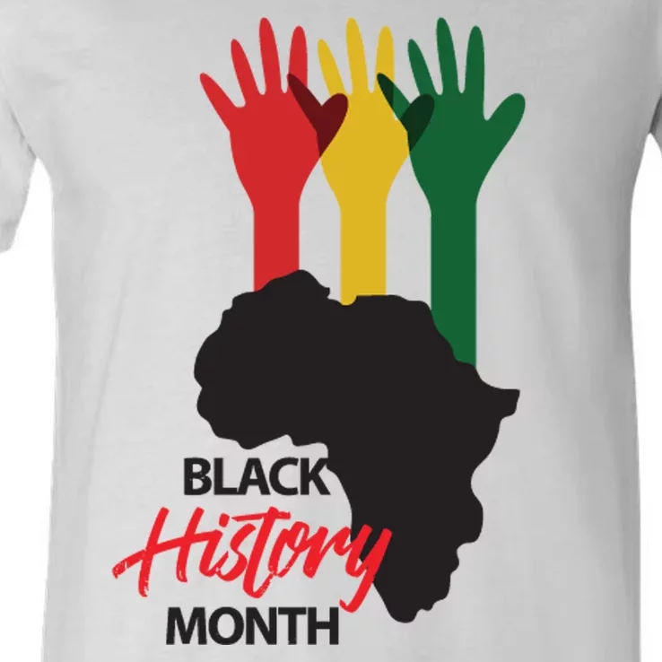 Black History Month Hands Map V-Neck T-Shirt