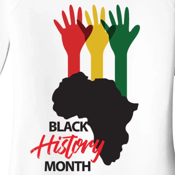 Black History Month Hands Map Women's Perfect Tri Tunic Long Sleeve Shirt